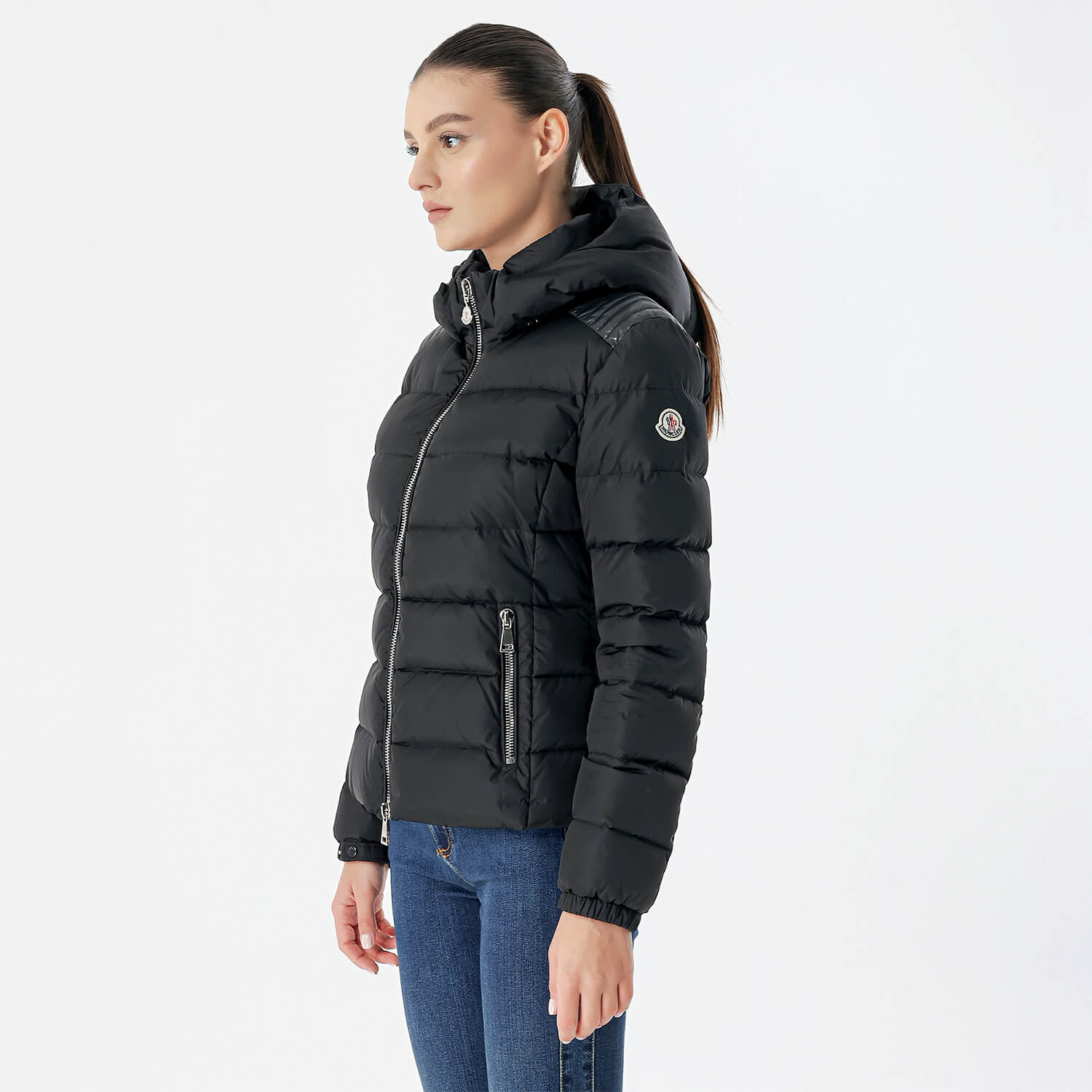 Moncler black bubble best sale coat